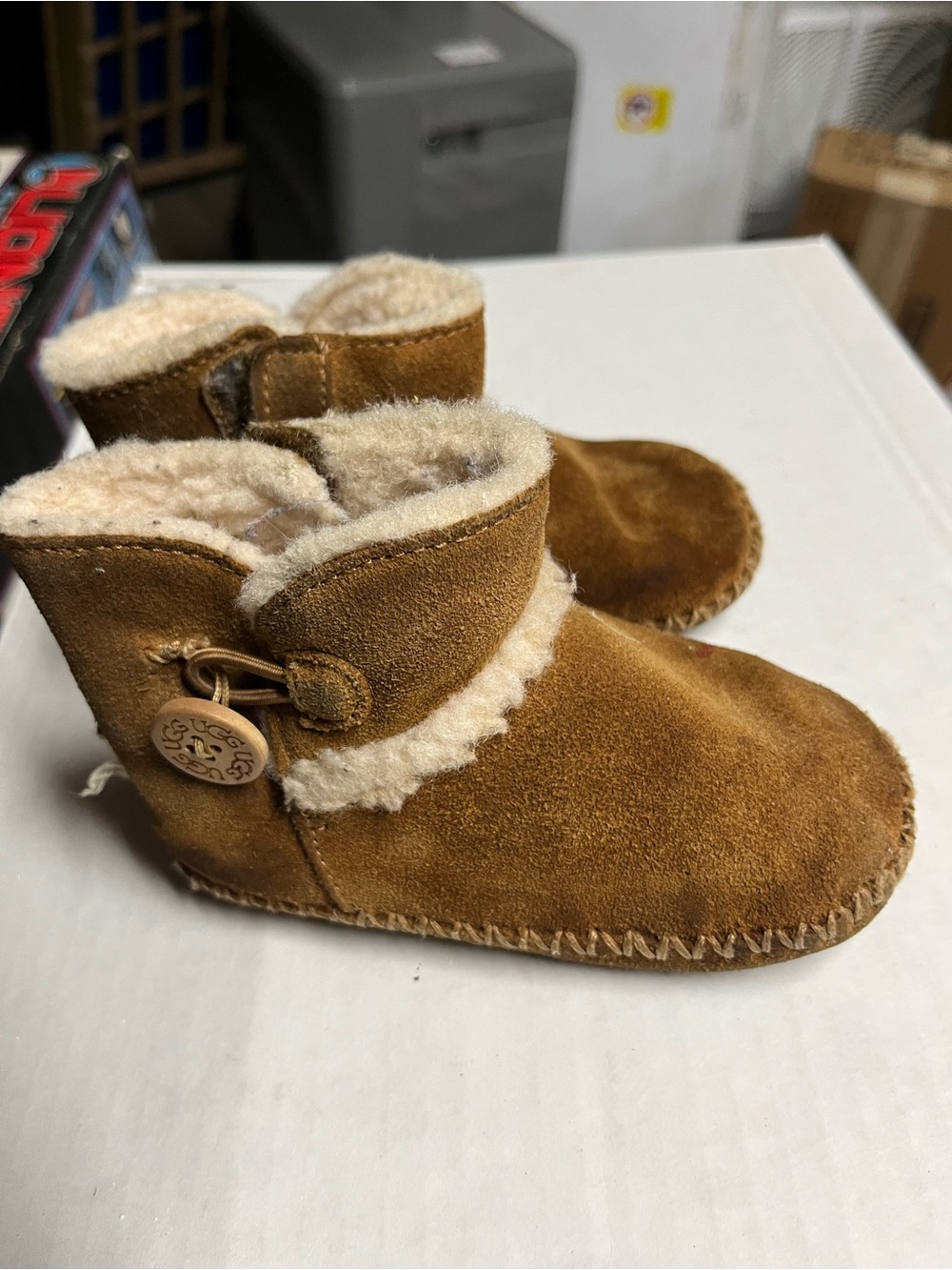 UGG Kids Chestnut Suede Shearling Booties